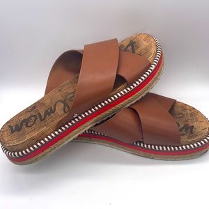 Sam Edelman Slides Sz 7.5 super Super Cute Brown - Red - Cork